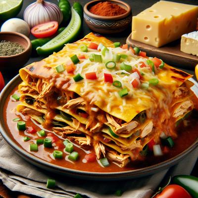 Image of Layered Chicken Enchiladas
