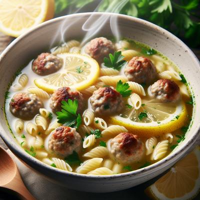 Image of Lemon Orzo and Meatball Soup