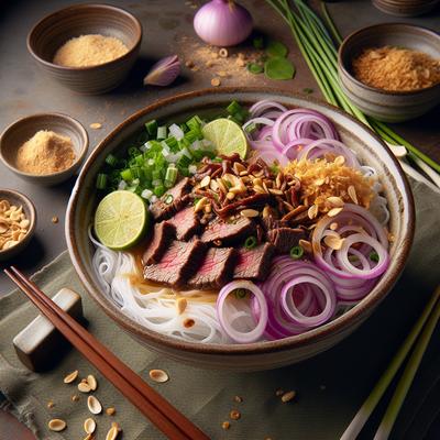 Image of Lemongrass Beef and Onion Noodle Salad Bun Bo