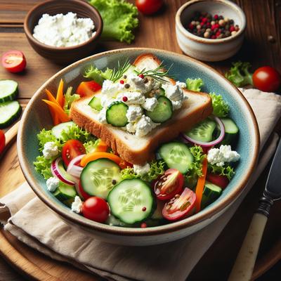 Light and Healthy Cottage Cheese and Vegetable Salad or Sandwich