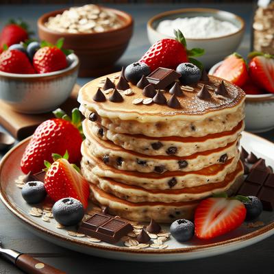 Image of Light Chocolate Chip Oatmeal Pancakes for Two