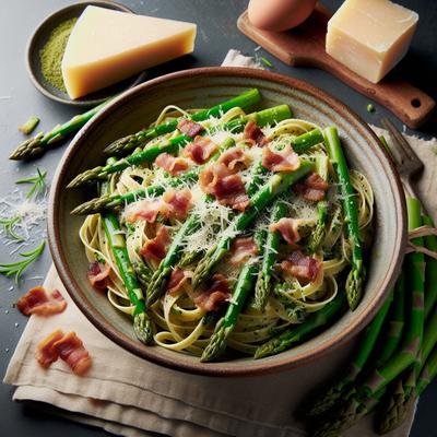 Image of Linguine with Asparagus Parmesan and Bacon