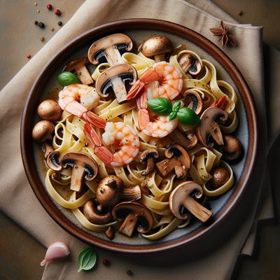Image of Linguini with Mushrooms and Shrimp