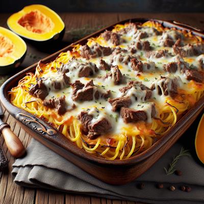 Image of Low Carb Beef and Cheesy Spaghetti Squash Bake