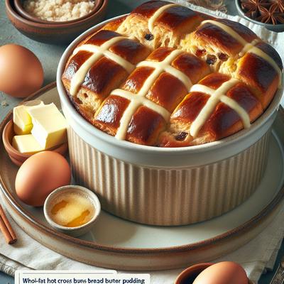 Image of Low Fat Hot Cross Buns Bread Butter Pudding