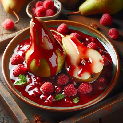 Image of Luscious Pears in Raspberry Sauce