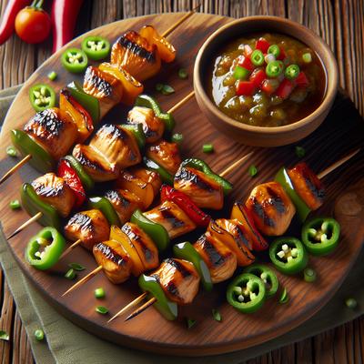 Image of Maple Glazed Chicken Kabobs with Sweet Jalapeno Salsa