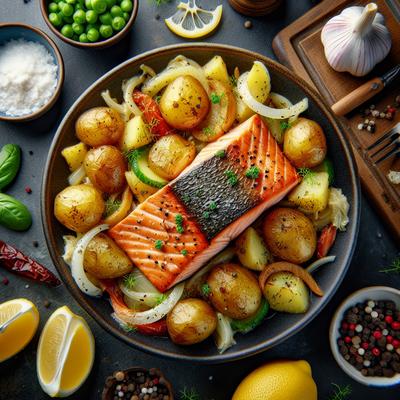 Image of Marinated Roasted Salmon Potato Salad