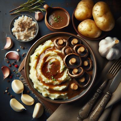 Image of Mashed Garlicky Potatoes with Portabello Gravy