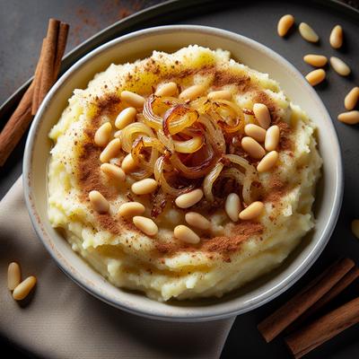 Image of Mashed Potatoes with Pine Nuts Onions Cinnamon