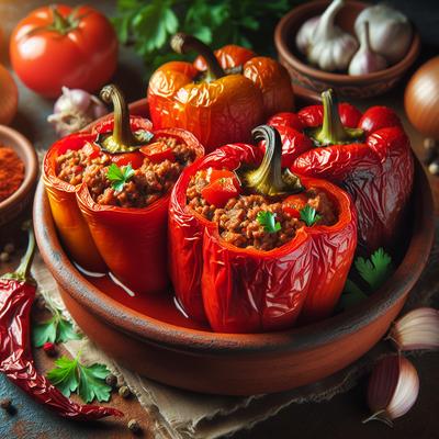 Image of Meat Stuffed Red Peppers Pimientos Rellenos De Carne