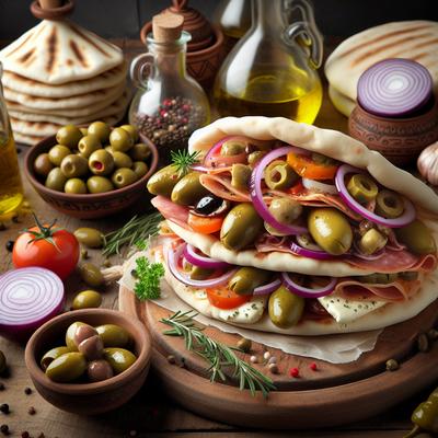 Image of Mediterranean Pitas with Muffaletta Relish