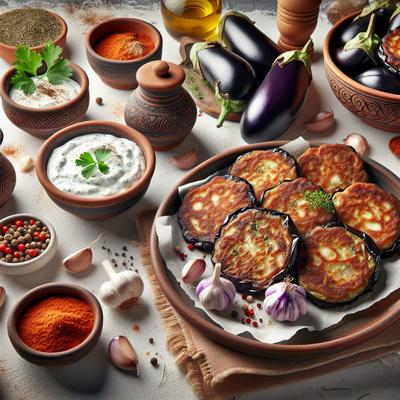 Image of Melitzanokeftedes Roasted Eggplant Fritters with Tzatziki