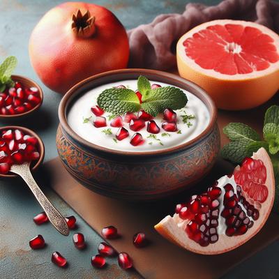 Image of Minted Pomegranate Yogurt with Grapefruit Salad