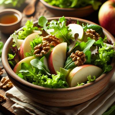 Image of Mixed Greens Salad with Apples and Maple Walnut Oil Dressing