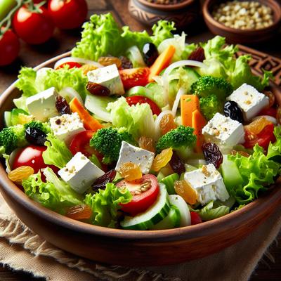 Image of Mixed Salad with Feta and Golden Raisins