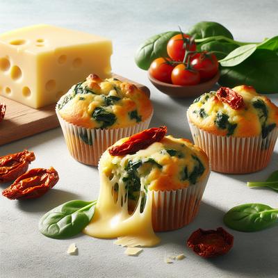 Image of Mmmm Muffins Cheese Spinach and Sun Dried Tomatoes