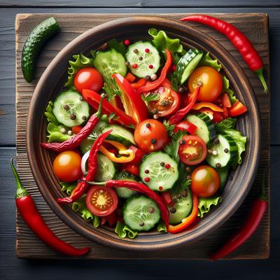 Image of Moldovan Tomato Cucumber Pepper Salad