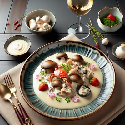 Image of Mushroom and Crabmeat White Wine Sauce