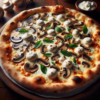 Image of Mushroom and Goat Cheese Bechamel Pizza