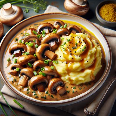 Image of Mushroom Stroganoff with Mustard and Chive Mash