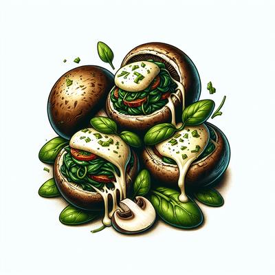 Image of Mushrooms Stuffed with Spinach and Cheese