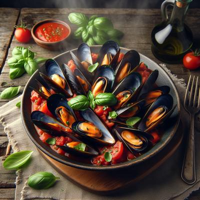 Image of Mussels in Tomato Basil Wine Sauce