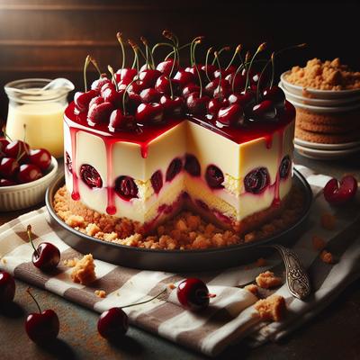 Image of No Bake Cherry Custard Cake
