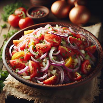 Image of Onion and Tomato Salad Salata Bonjon E Rhumi E Piaz