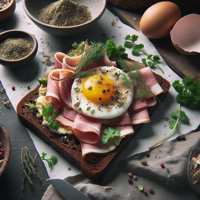 Image of Open Face Danish Ham and Egg Sandwich