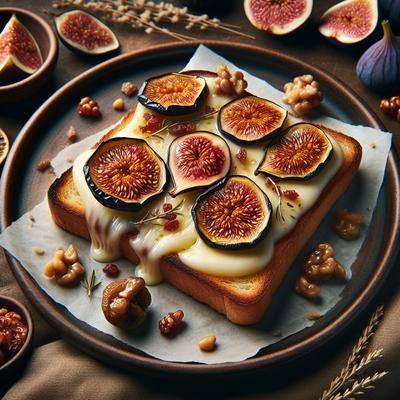 Image of Open Faced Dried Fig and Melted Cheese Sandwiches