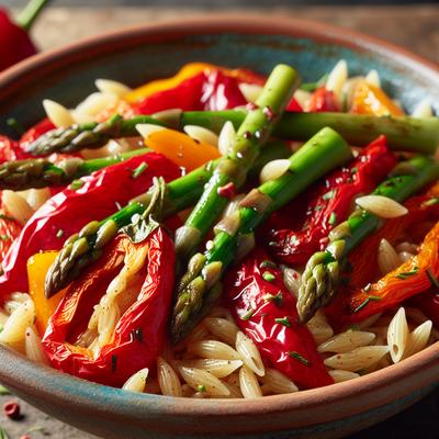 Image of Orzo with Roasted Red Peppers Asparagus