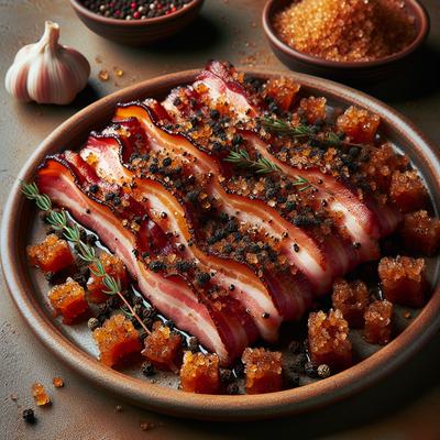 Image of Oven Cooked Bacon with Black Pepper and Brown Sugar