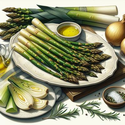 Image of Oven Roasted Asparagus and Leeks
