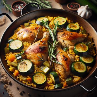 Image of Paella with Chicken Zucchini and Rosemary