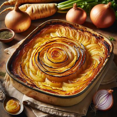 Image of Parsnip Caramelized Onion Gratin