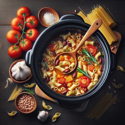 Image of Pasta Fagioli Soup in a Crock Pot