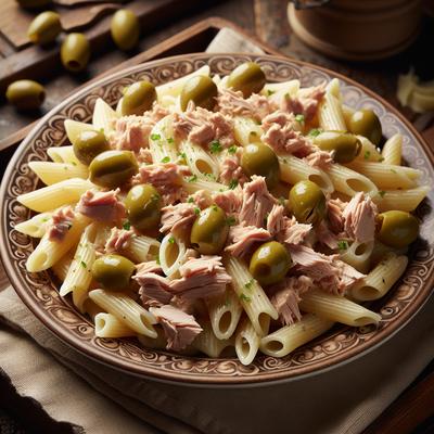 Image of Pasta Tuna Salad with Sliced Green Olives