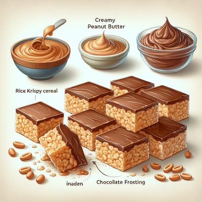 Image of Peanut Butter Rice Krispy Treats with Chocolate Frosting