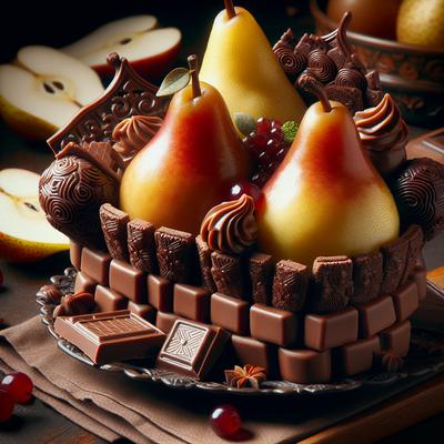 Image of Pears in Chocolate Fudge Baskets