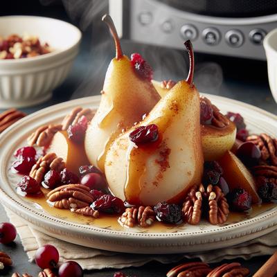 Image of Pears with Maple Syrup Pecans and Cranberries Microwave