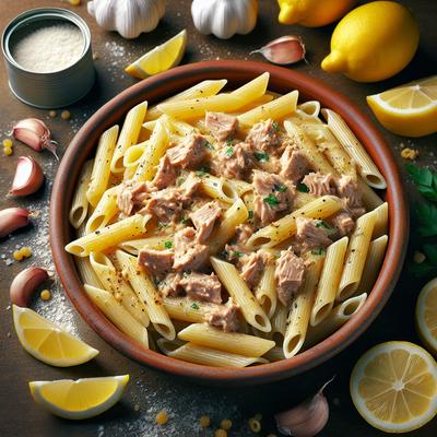 Image of Penne Pasta with Zesty Garlic Lemon Tuna Sauce