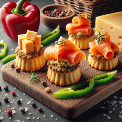 Image of Pepper and Cheddar Shortbread Canaps with Smoked Salmon