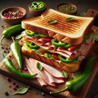 Image of Peppered Turkey Honey Ham and Green Pepper Sandwich