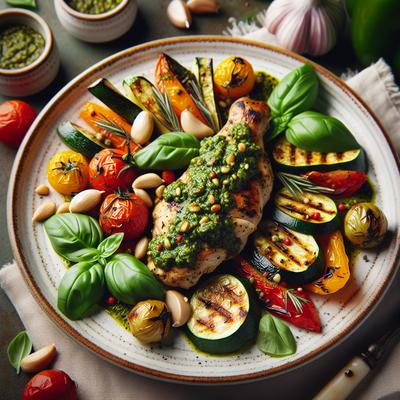 Image of Pesto Marinated Chicken with Roasted Vegetables