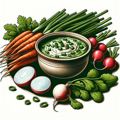 Image of Peter Rabbit's Spring Onion Dip with Baby Carrots and Radishes