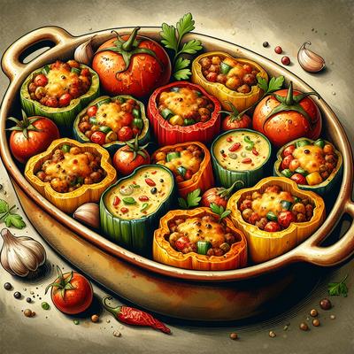 Image of Petits Farcis Provene Stuffed Baked Vegetables