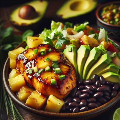 Image of Pineapple Chicken W Black Bean Avocado Salad