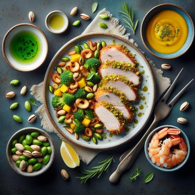 Image of Pistachio Crusted Pork Scaloppine with Mango Shrimp