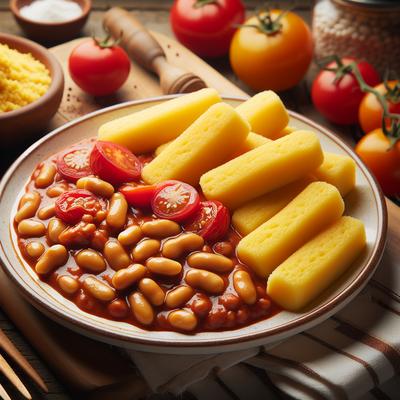 Image of Polenta Fingers with Beans and Tomatoes